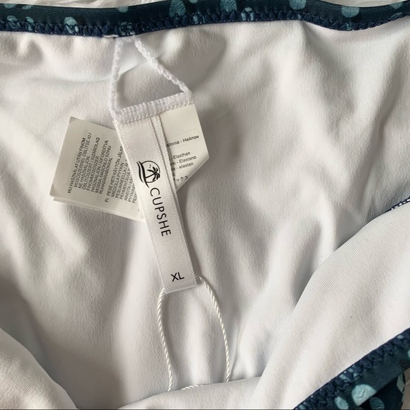 Cupshe NWT Criss Cross Wrap Swimsuit Padding Navy Bubble Print Bikini Set - Picture 7 of 15